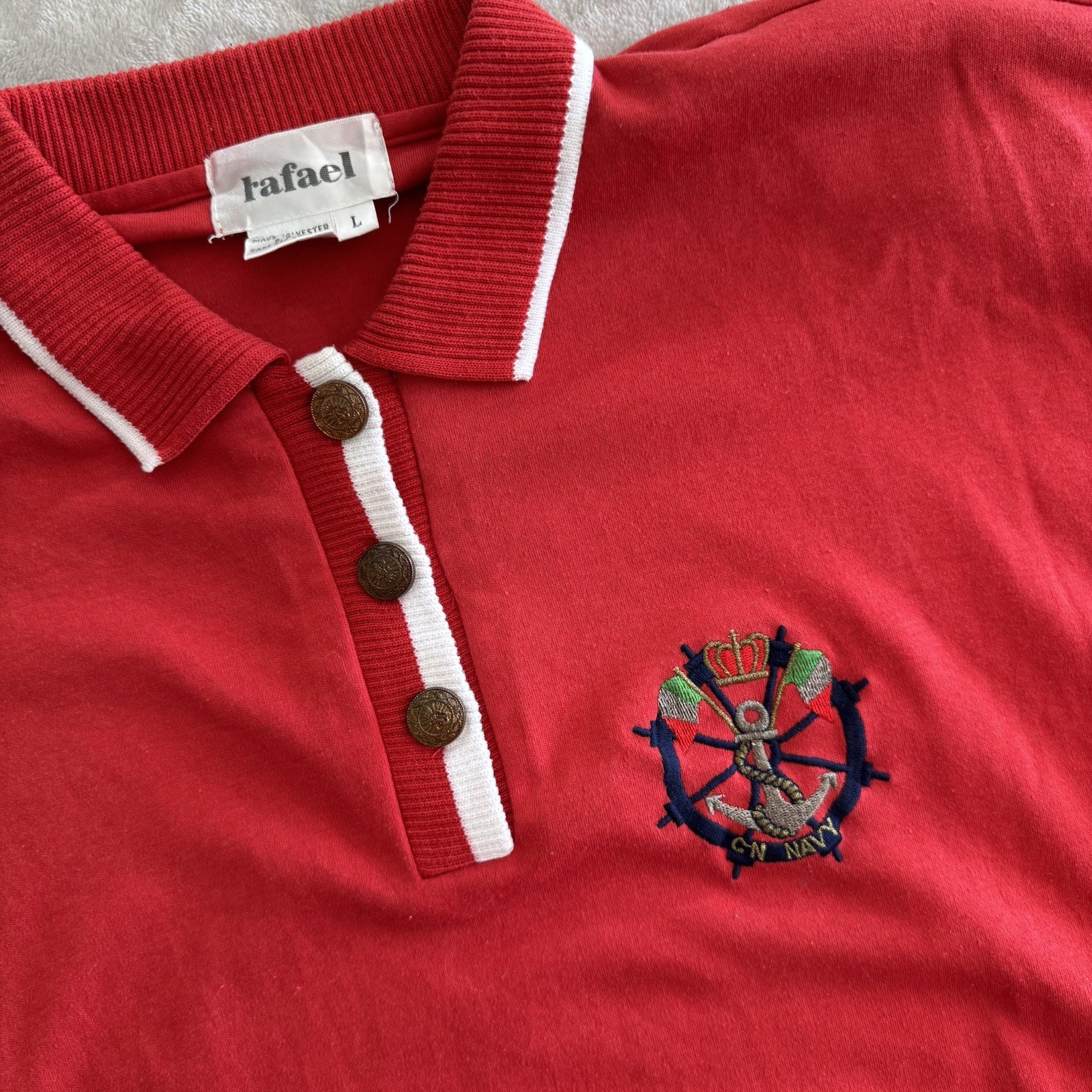 Vintage Rafael Women’s Sailing Shirt With Buttons Size Large Red