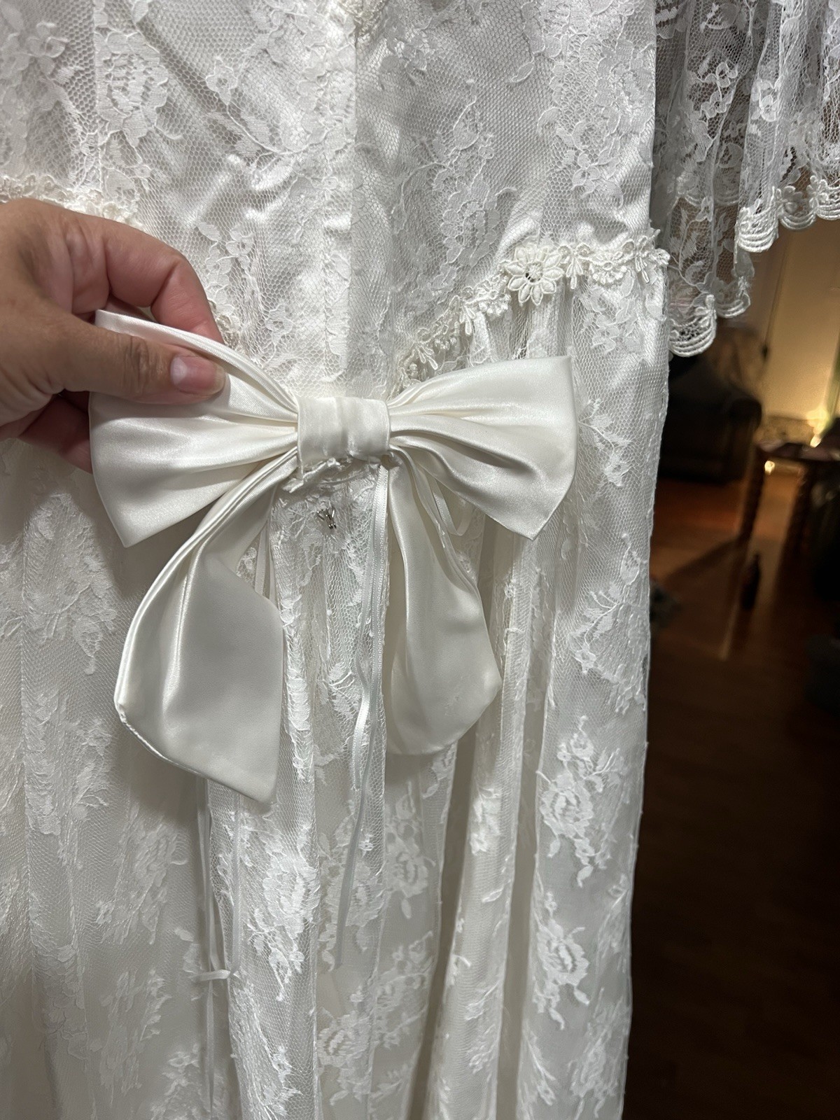 Vintage 70s 80s Susan Lane Country Wedding Dress, Lace Size 10 (Fits Modern 2/4)