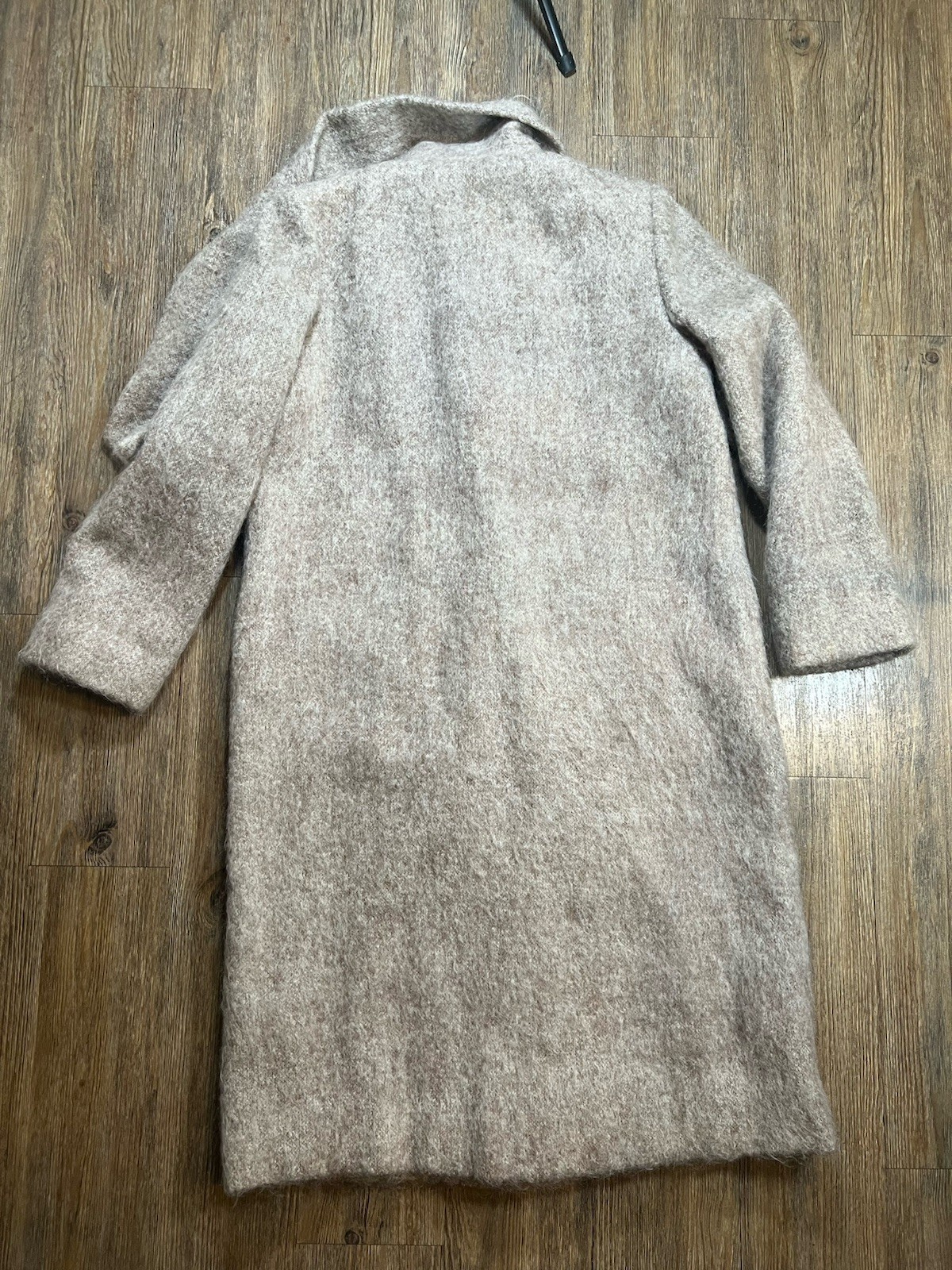 Vintage 80s 90s Oversized Mohair Trench Coat ILGWU Union Made USA Beige L/XL