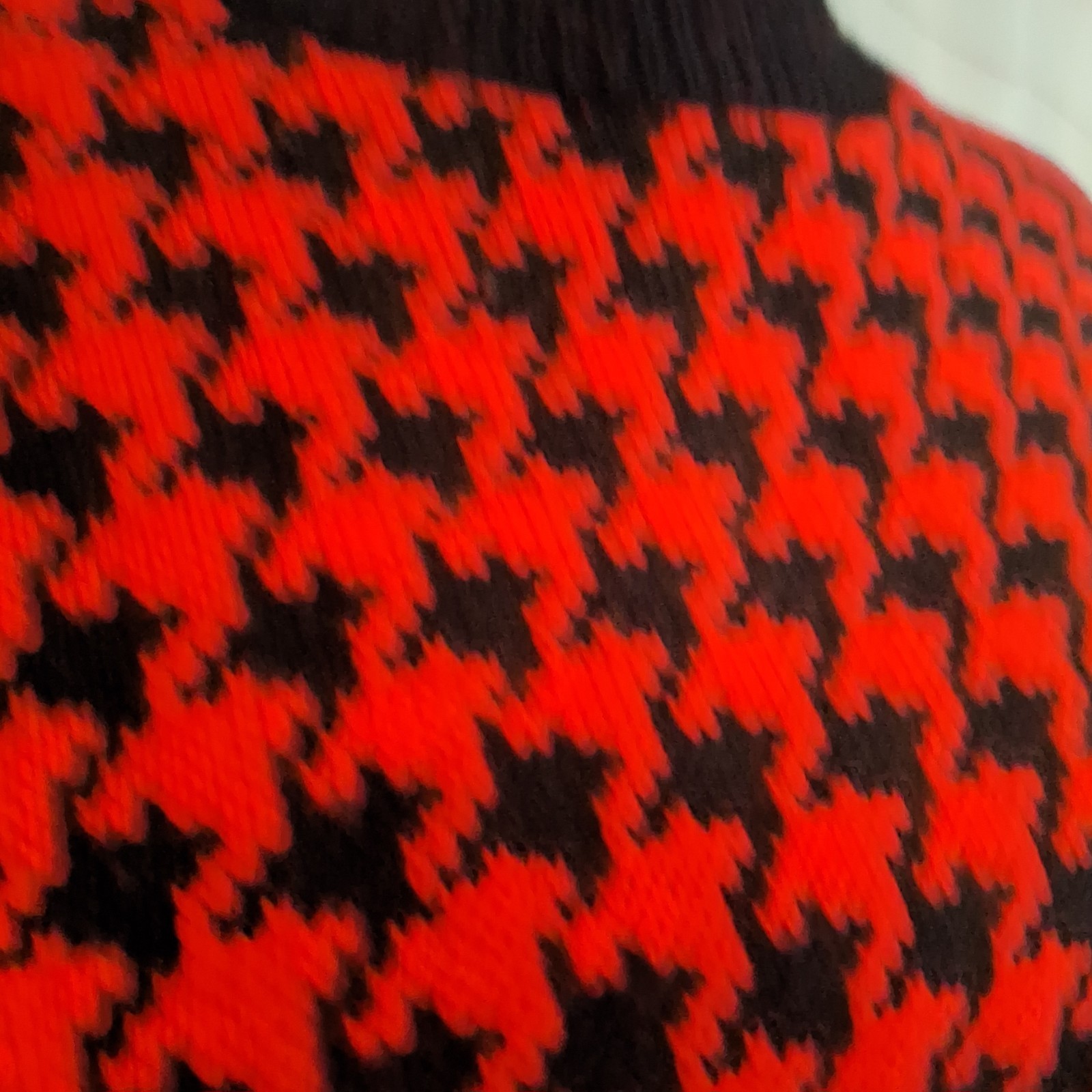 Vintage 80s Oversized Sweater mock turtleneck Abstract pattern Bold Colors L