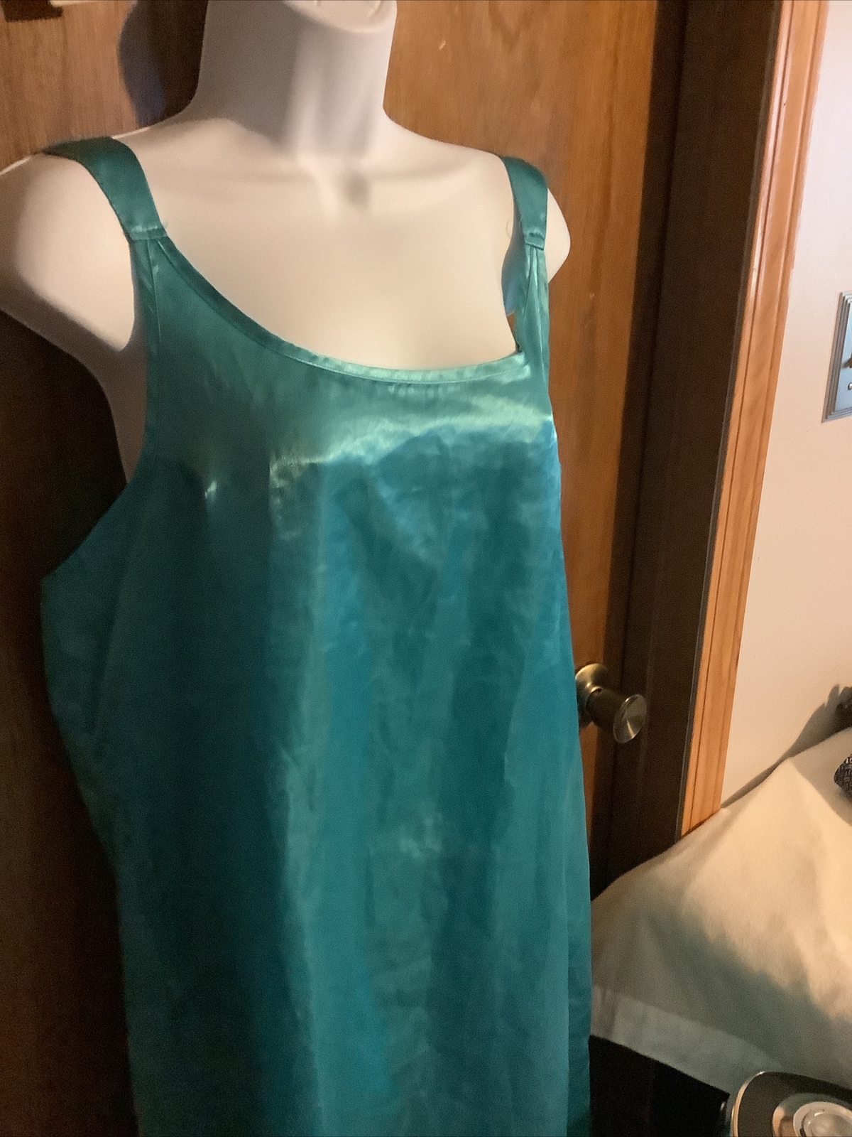 Vintage Midnight Velvet Teal Silky Nightgown Women’s Large