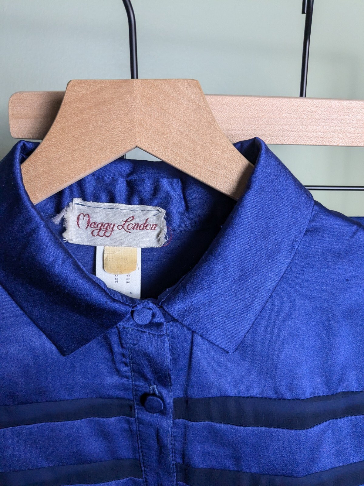 Vintage Maggy London 2 Piece Silky Blue Pajama Set