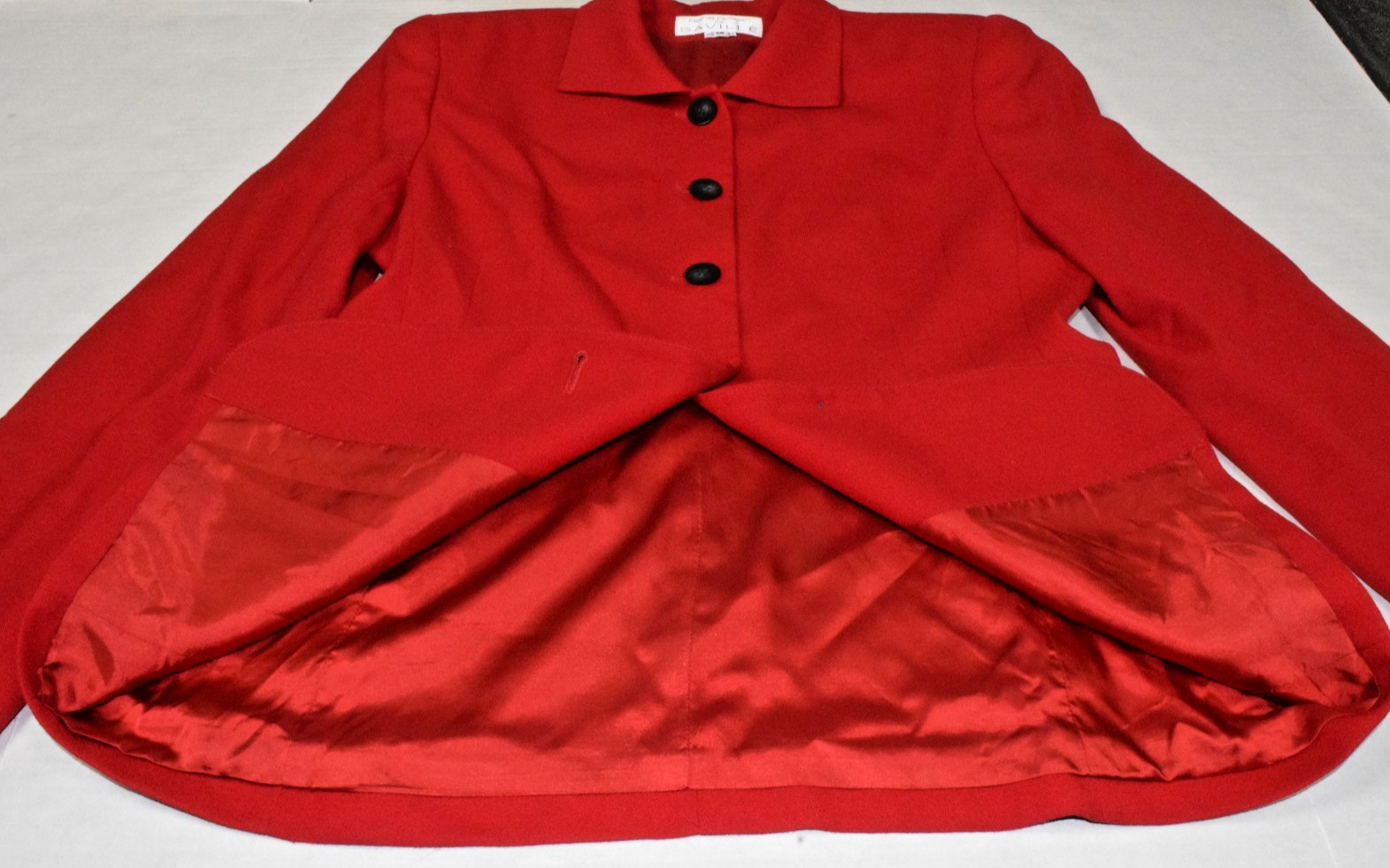 Vintage Blazer Rena Rowan for Saville Size 14 90s Cherry Red Wool Blend Made USA