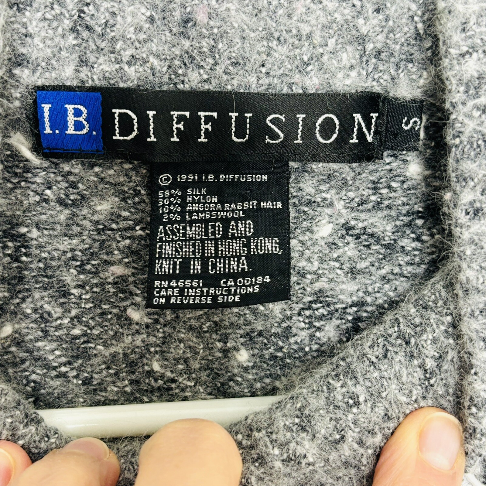 Vintage I. B. DIFFUSION Sweater Womens S Silk Angora Wool Knit Blend Embellished