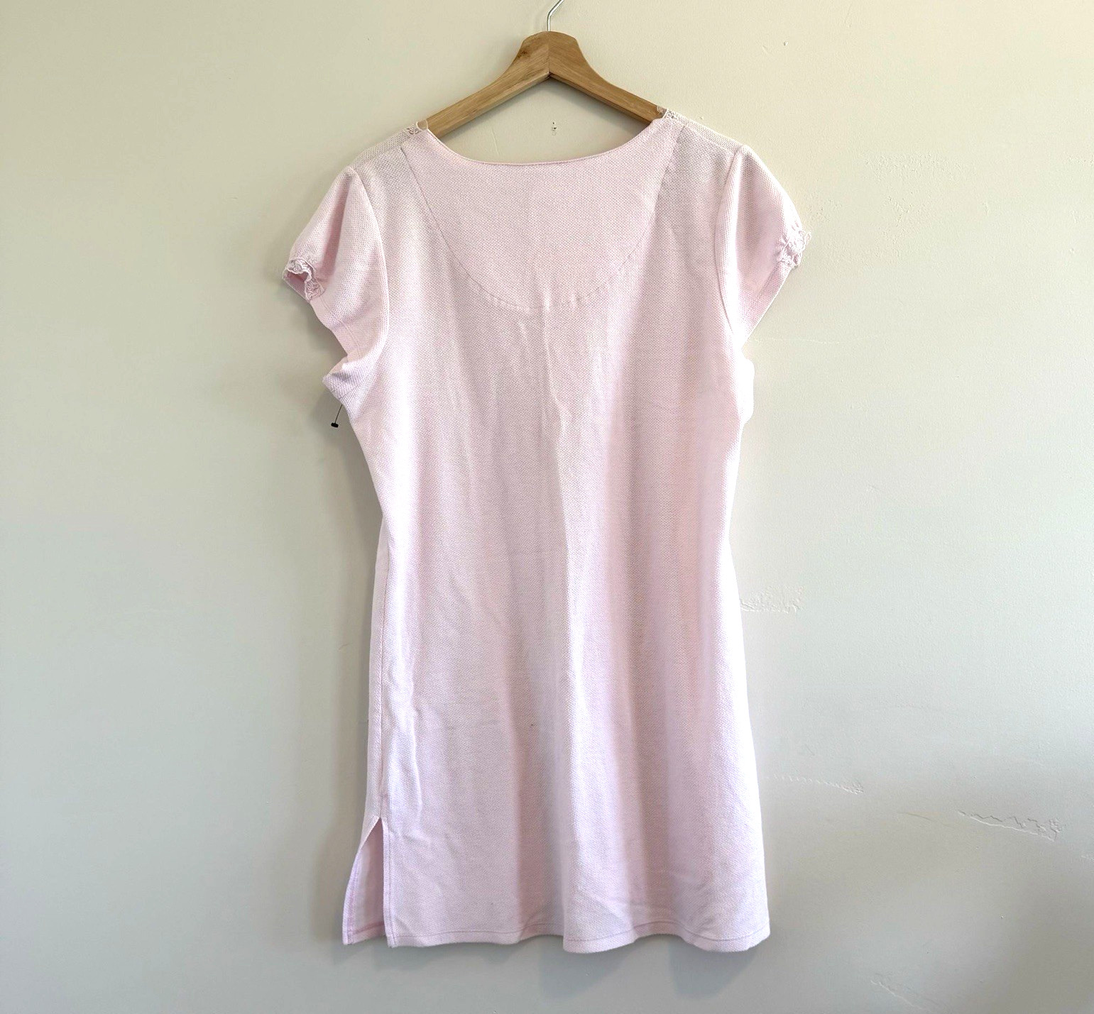 Vintage 90s Earth Angels pink Knit Lace Trimmed Night Gown size M
