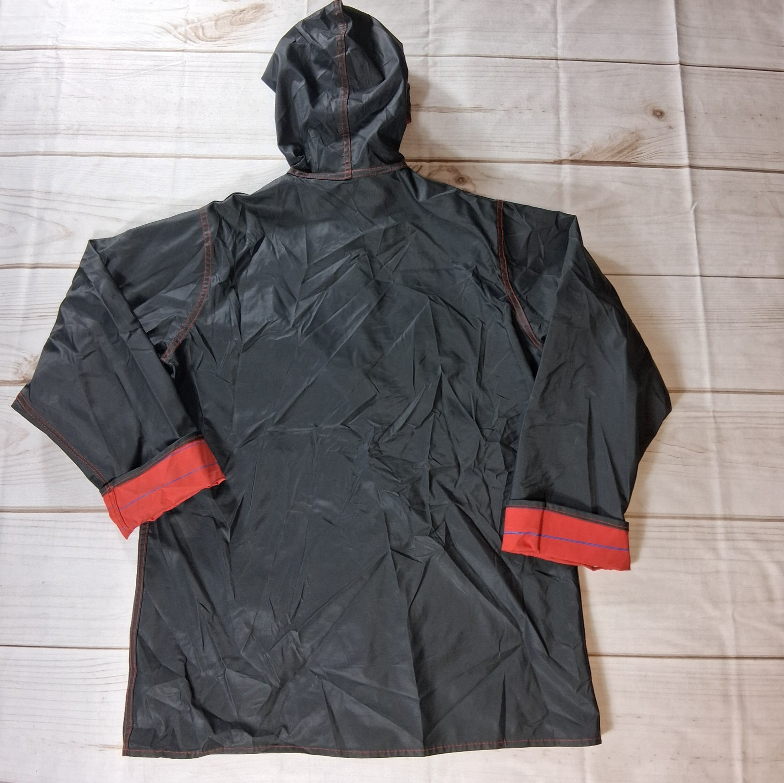 Rainskins Vintage 1980s Hooded Vinyl Raincoat Womens Size L Black Snap Front