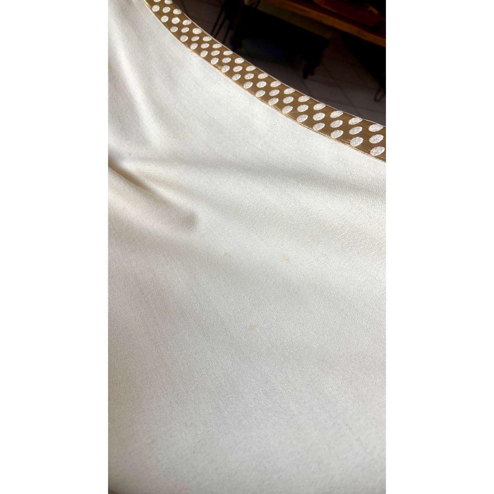 Vintage 1960s White Wool Jumpsuit Peer Label Metallic Gold Polka Dot Cape Mod