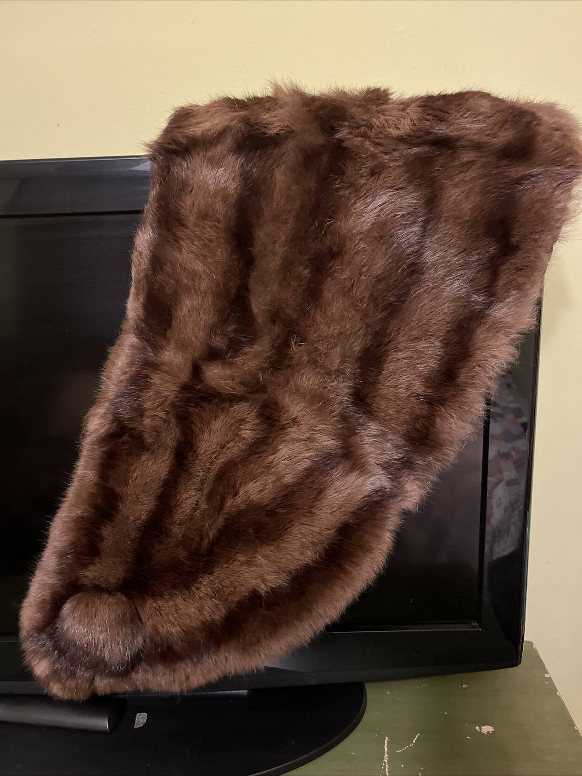 VTG Genuine Brown/Black Russian SABLE Mink Fur Stole Wrap Cape GLAMOROUS 1950’S?