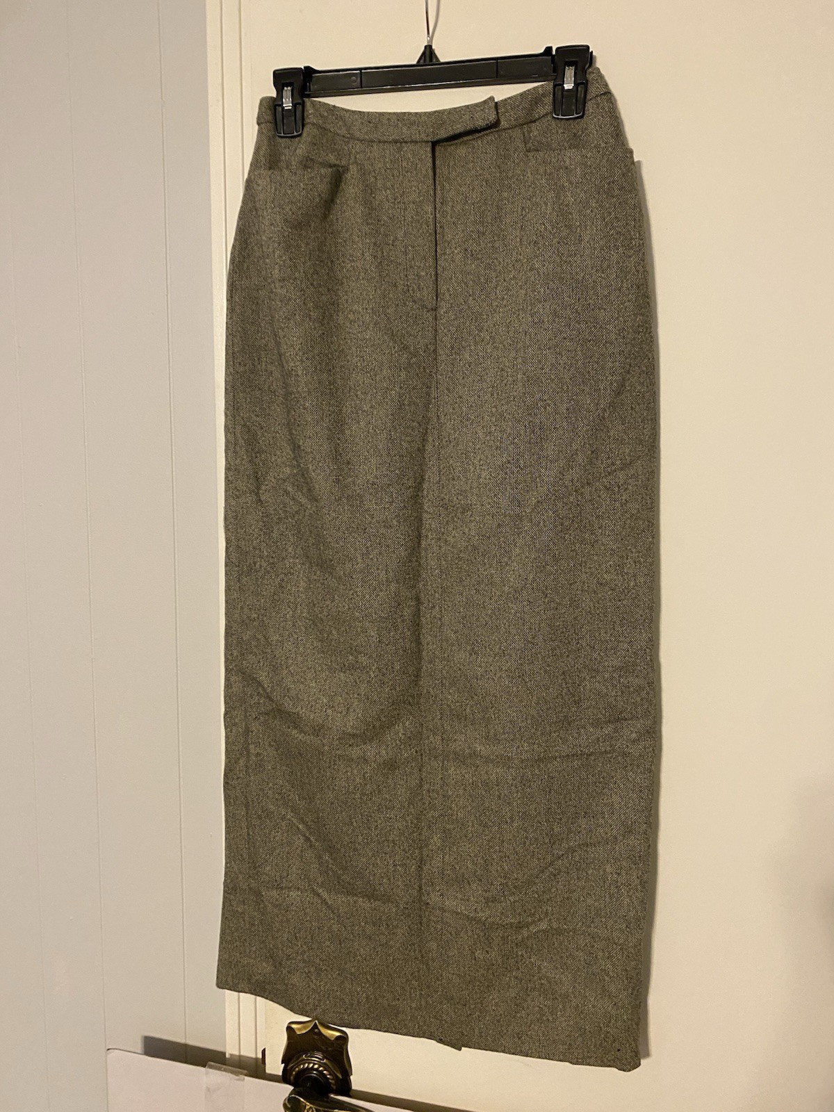 Vtg Ralph Lauren Gray Tweed Wool Herringbone A-Line Skirt 28×35 size 4 Pockets