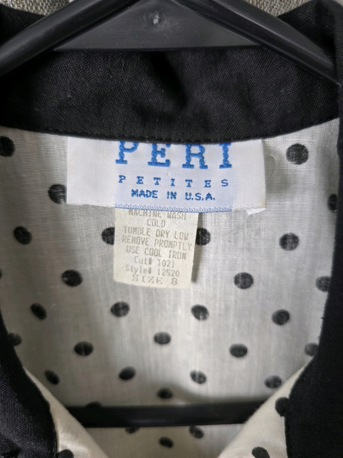 Peri Petites Vtg 80s Polka Dot Button Down Pencil Dress Size 8 Pinup Housewife