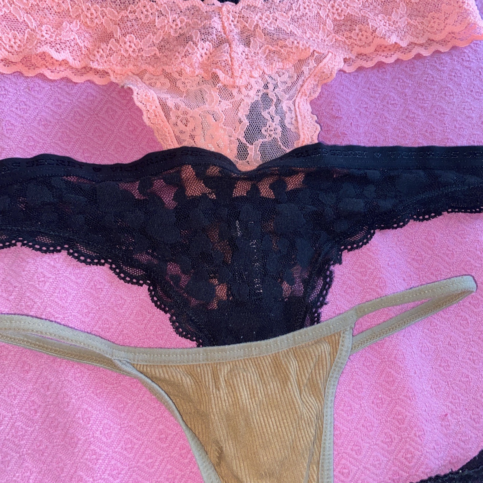 Vintage lote 11 PINk/ Victoria’S Secrets Thong/string PANTIES#5677