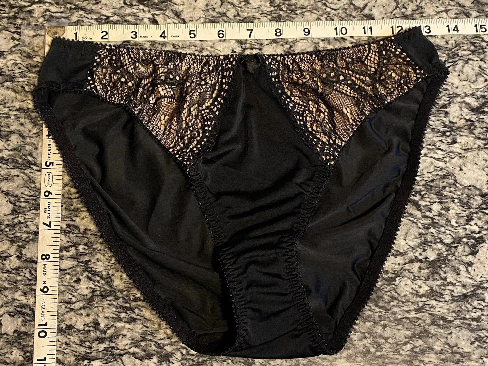 Vtg Classique Panties Sz L 36” Waist Black Nylon Poly Spandex Very Nice!