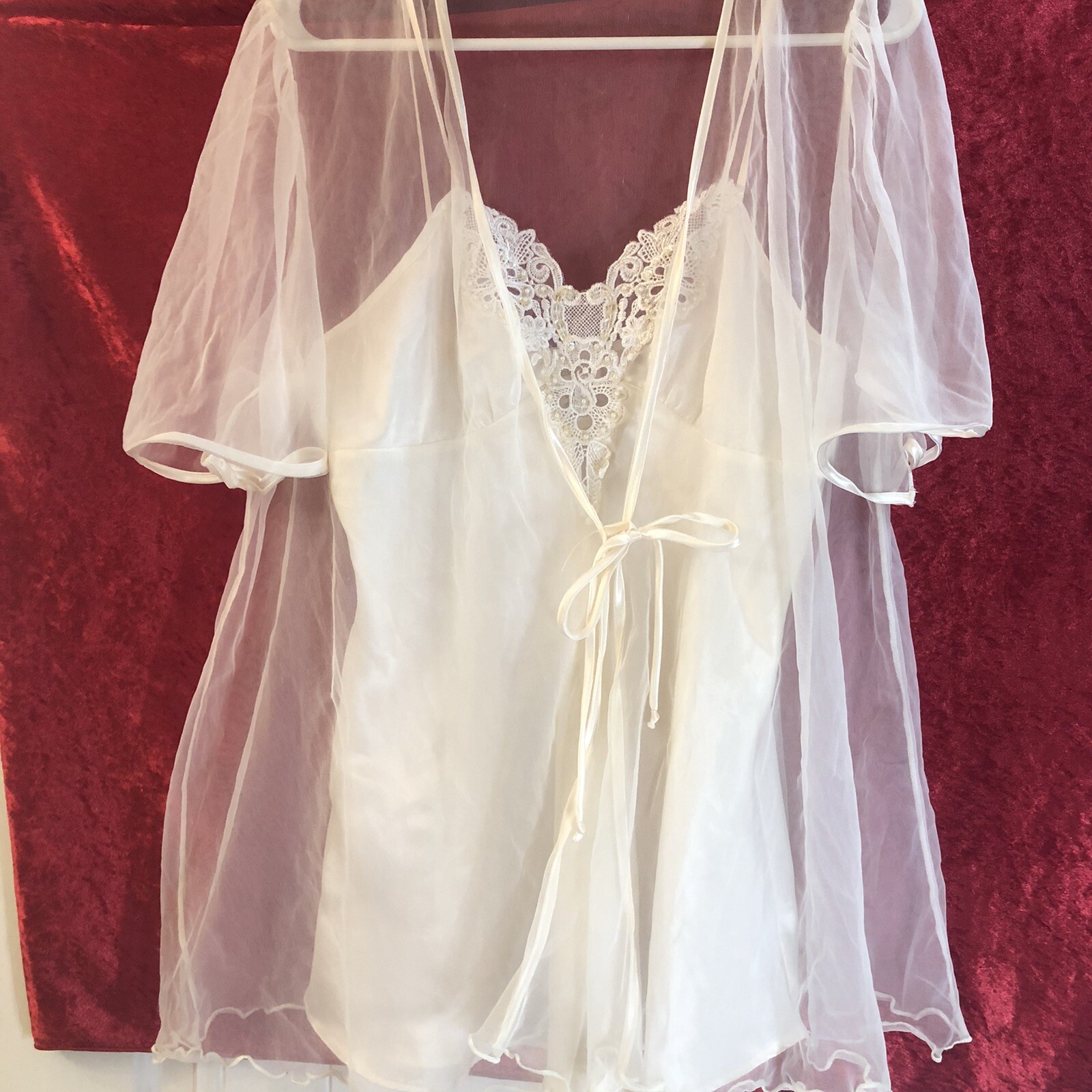 Intimo Amore Nightgown And Sheer Robe Vintage Size Small Ivory Negligee Chemise
