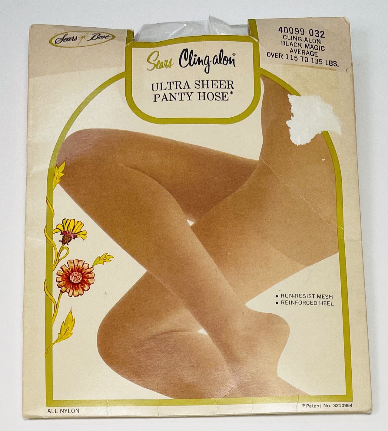 VTG SEARS Cling-alon Ultra Sheer Pantyhose HOSIERY Black Magic Average 115-135lb