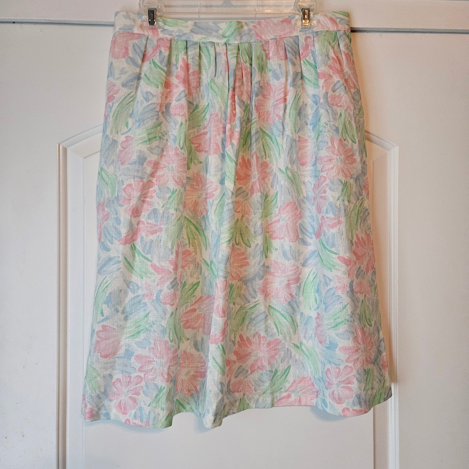 Vintage Toby Bentley Midi Skirt Size 17/18 Pastel Floral Pleated Easter Spring