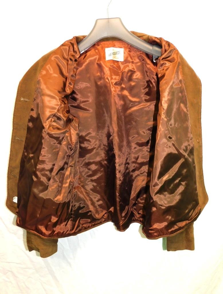 Vintage 60s Heeksuede Holland M Brown Jacket Velour Faux Suede Button MCM Mod