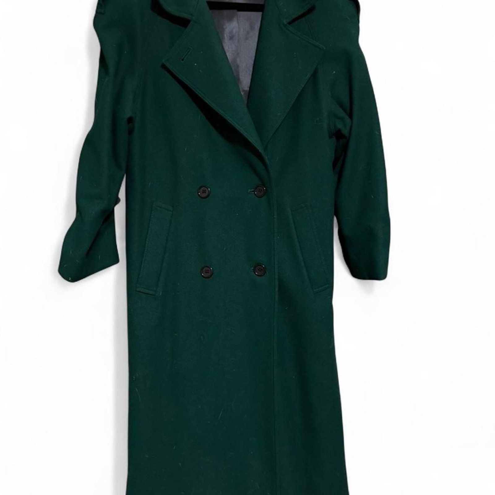 Vintage 80s 90s Emerald Green Wool Coat Made in Russia International Scene