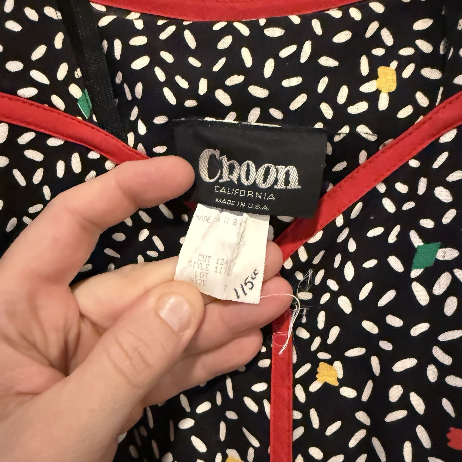 Vintage 80s RARE Choon California Dress Full Skirt Pockets Size 8 Colorful Twirl