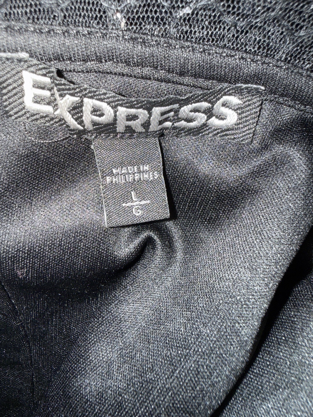 Vintage! Express Sheer Black Sequin Sleeveless Sheath Dress Round Neck Size L