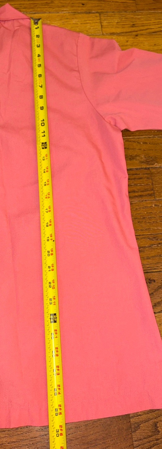 Vintage Candy Striper Volunteer Button Up Smock Fame Size S Pink Salmon Color