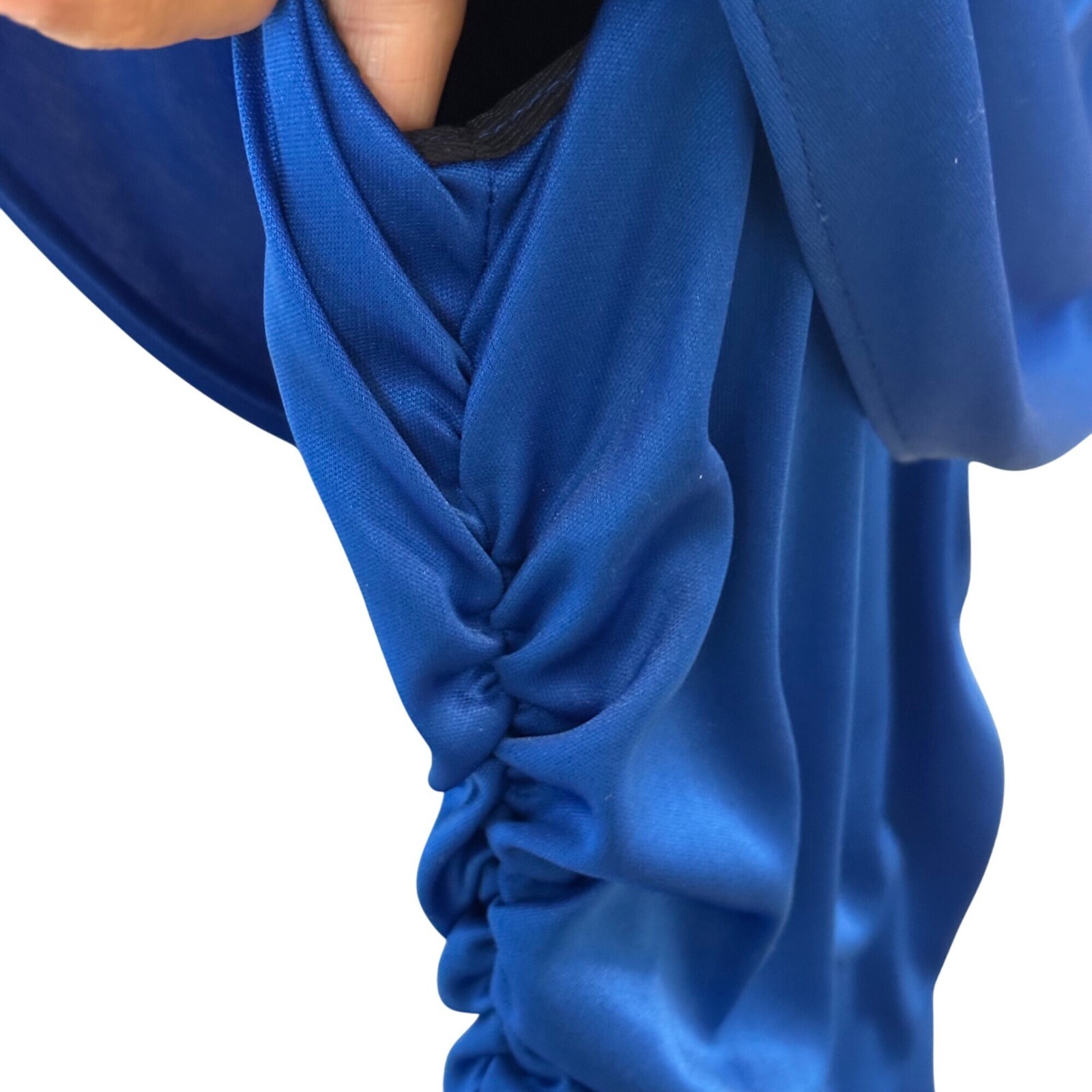 Night Scene Size 6 Vintage Party 1980s-1990s Dress Ruched Waist Blue Polyester