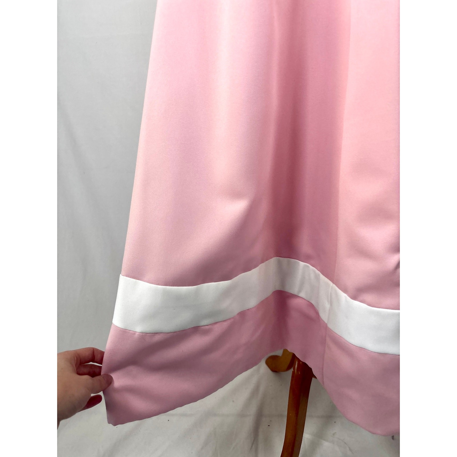 Vintage 1967 Geoffrey Beene Pink & White Column Gown Graphic Banded Jersey Style