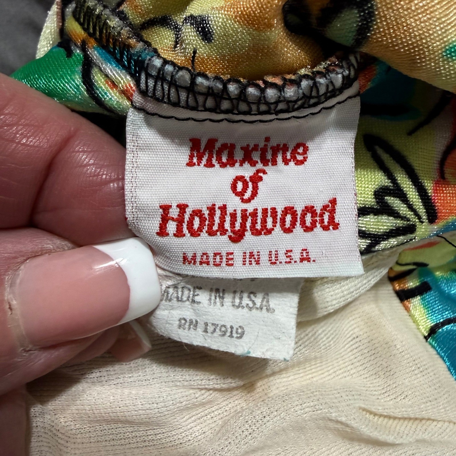 Maxine of Hollywood Vintage Floral Romper Swimsuit Blue Yellow Pink Size 14 USA