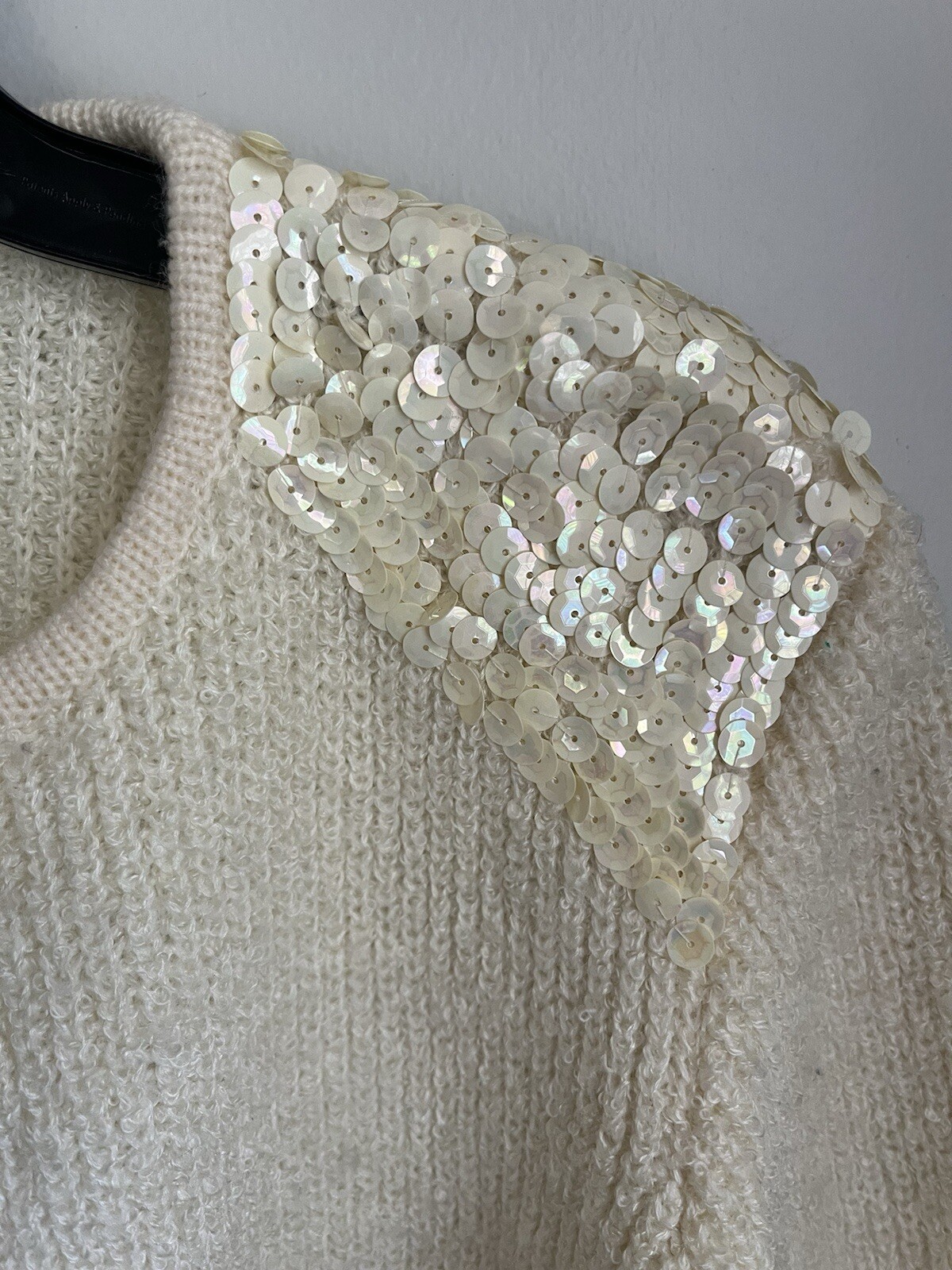Compositions Vintage Sweater Knit Cardigan Open Front 70s Chunky Sequins Large