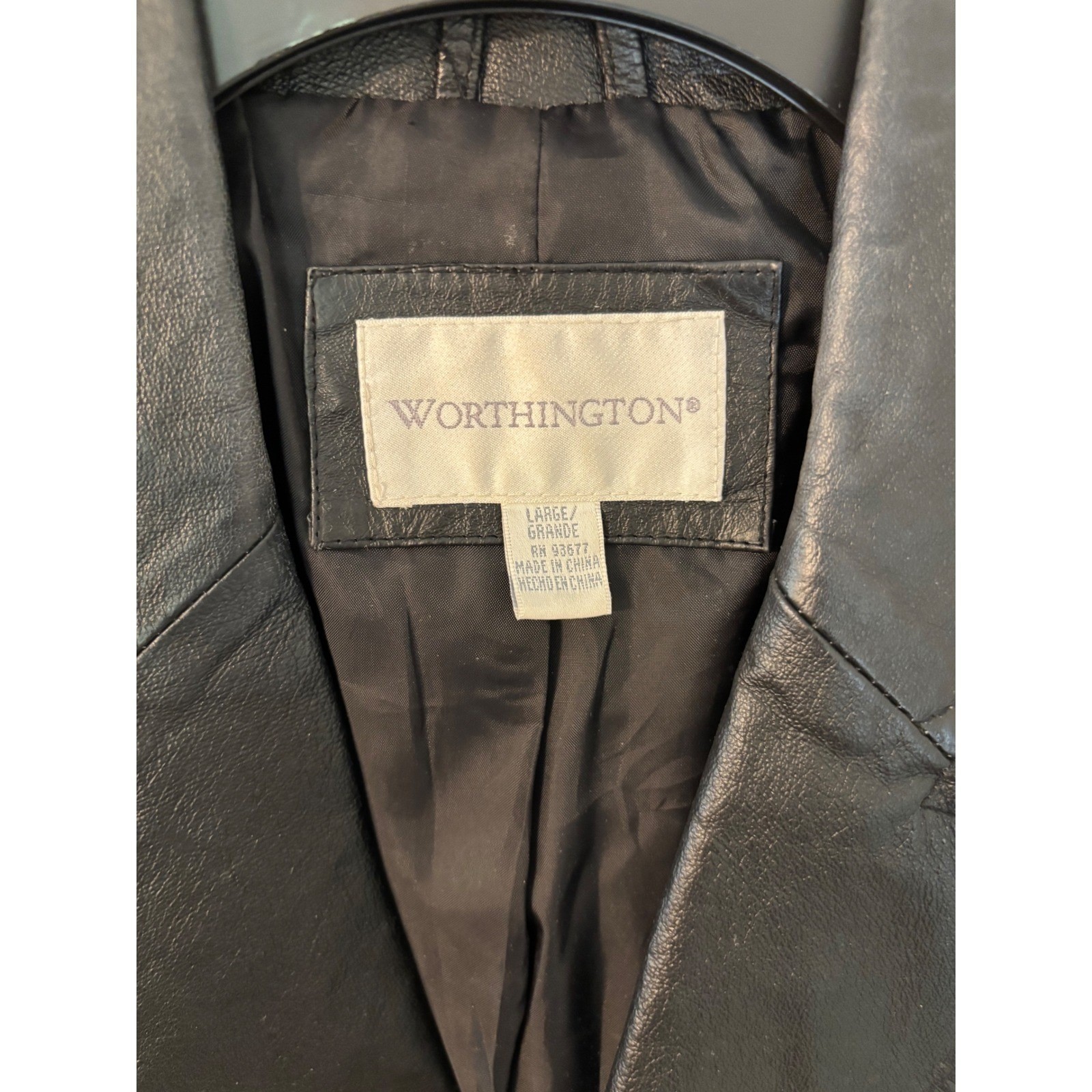 Vintage 90s Worthington Black Leather Blazer Jacket Soft Lambskin SZ L Minimal