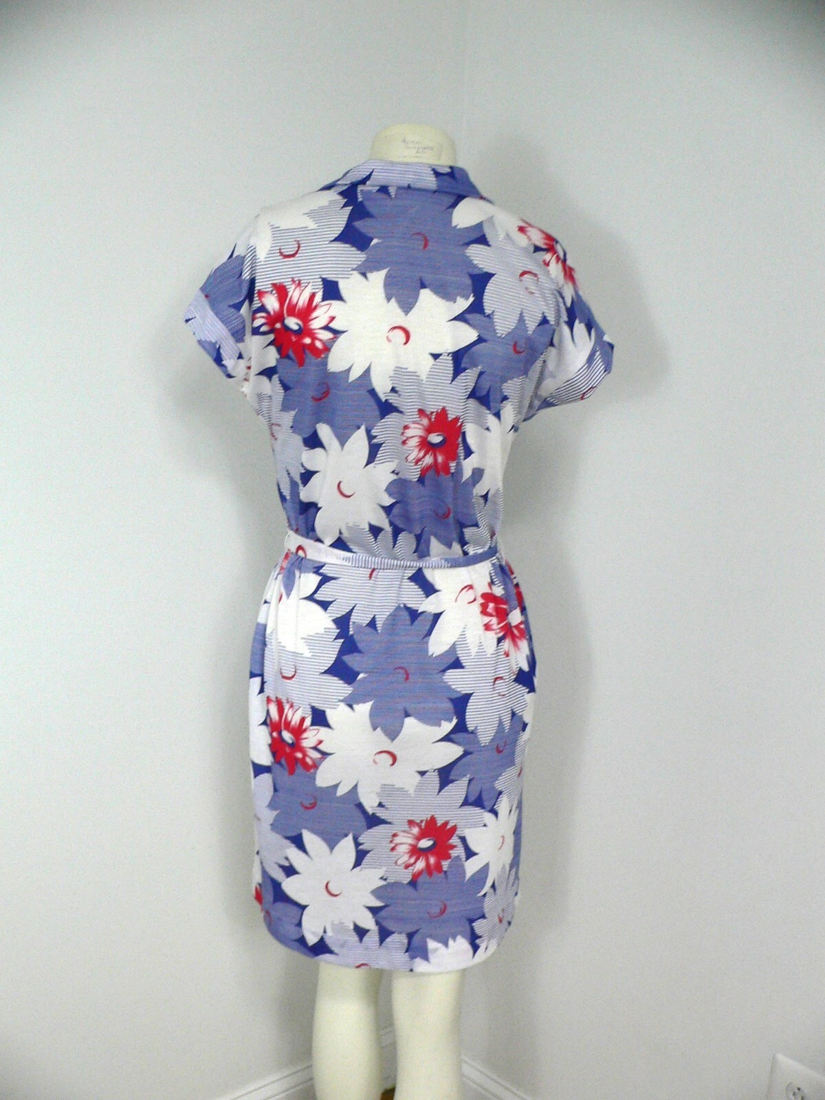 Vintage 1960’s – 70’s A Nancy Frock Red, White, Blue Flower Summer Dress
