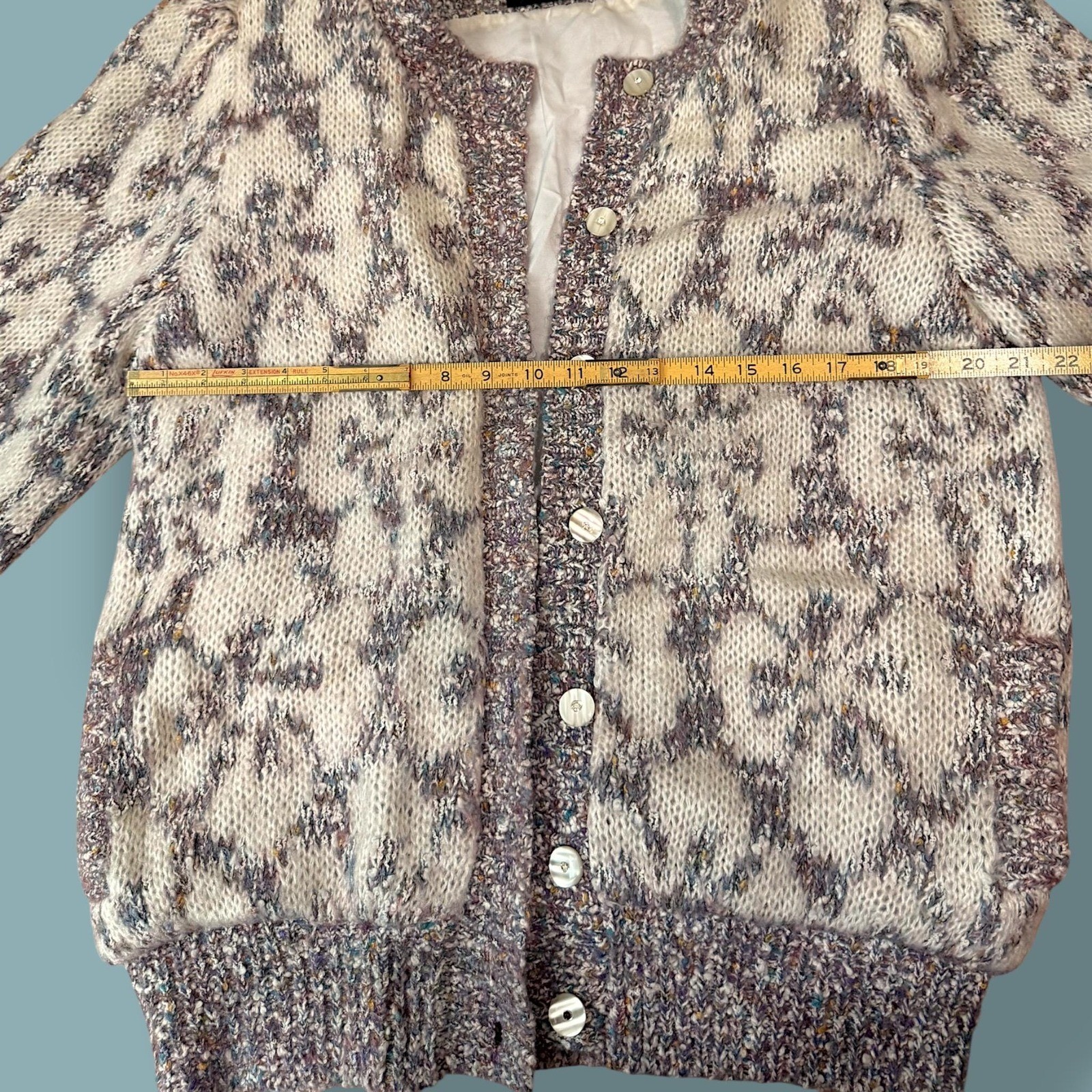 Vintage 80’s Rochelle California Chunky Floral Cardigan atomic Fleck Grandmacore