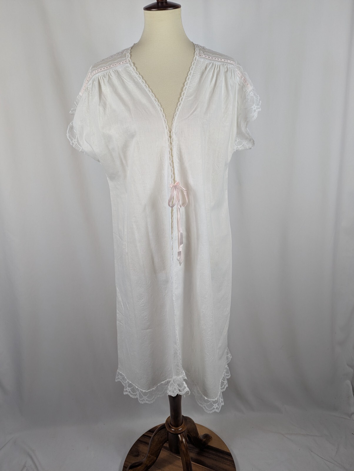 Carriage Court Vintage White Nightgown Robe Peignoir Cottagecore Sears Sz M