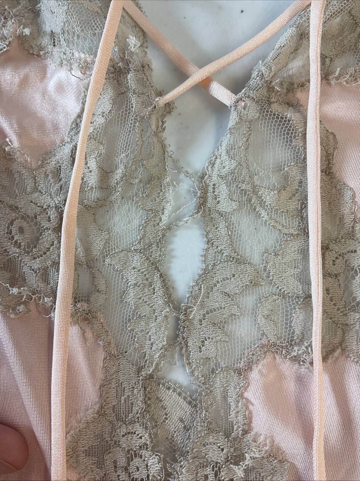 Glydons Of Hollywood Vtg Long Nightgown Lace Bodice Size M PInk Satin Lingerie