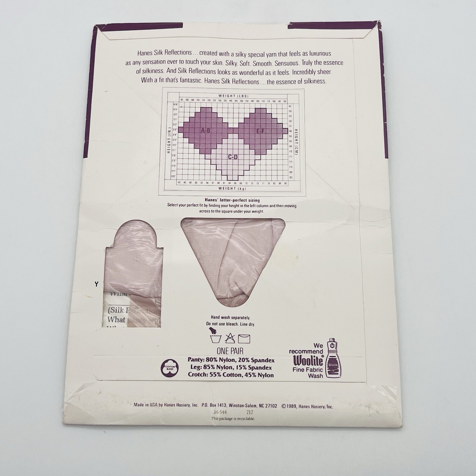 1989 Hanes Silk Reflections Pink Mist Control Top Pantyhose Size CD Style 717