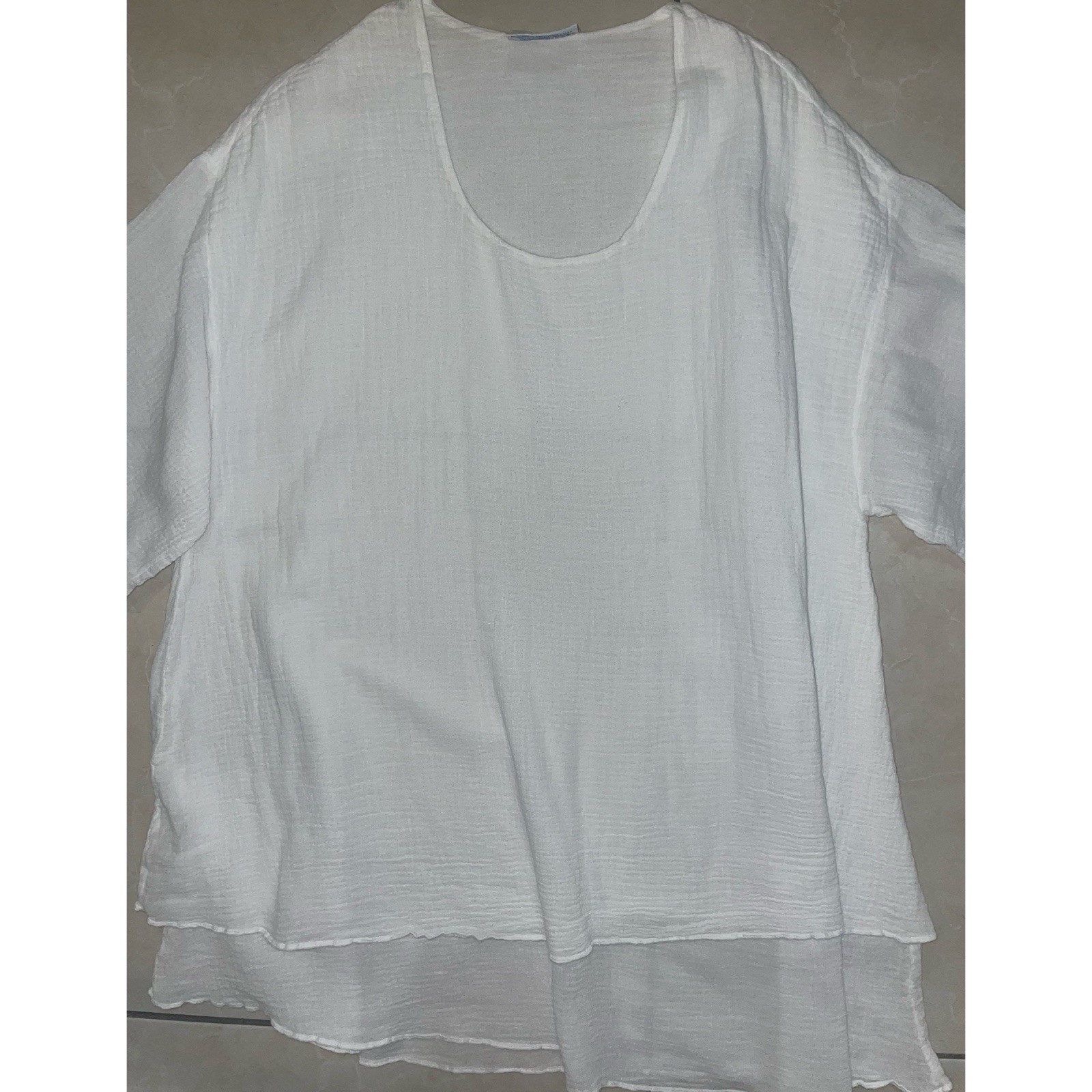 White 100% Cotton Sheer Tunic Cover-up Vintage 90s Dunes For Pool Or Beach