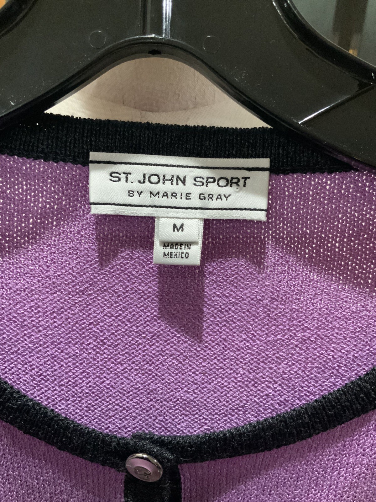 St John Sport Lavender Button Front Cardigan Size M By Marie Gray