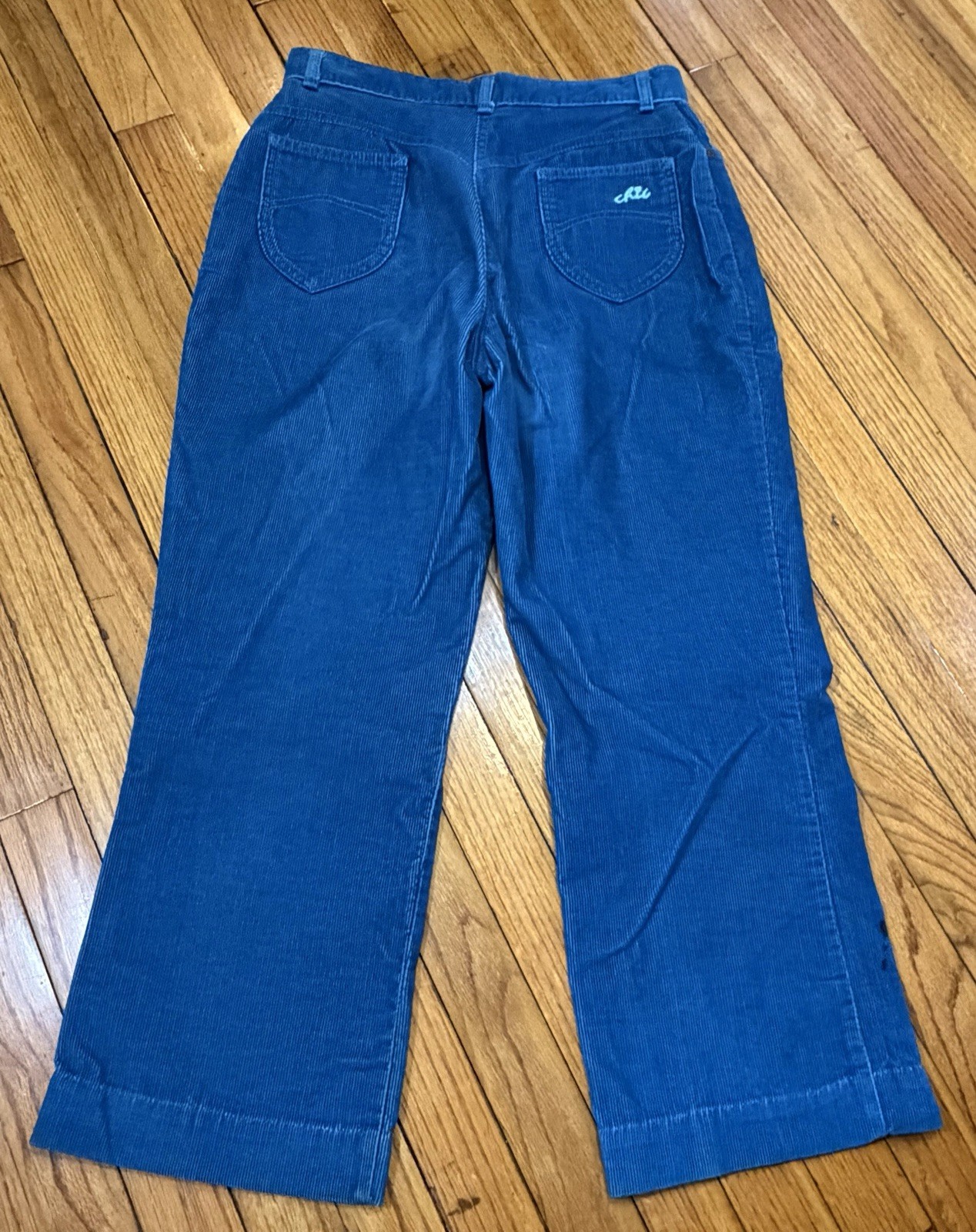 Vtg 1980s Chic by H.I.S. Teal Blue Corduroy Pants Women’s 30″ Waist x 25″ Inseam