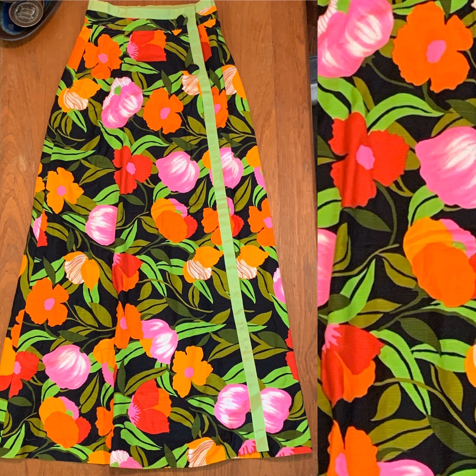 Vintage Floral Maxi Skirt By Malbe 60’s 70’s