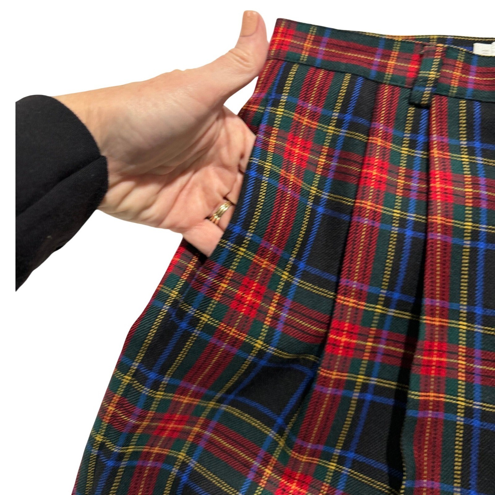 Vintage Wool Tartan Plaid High Waisted Tailored Shorts Preston & York Size 10