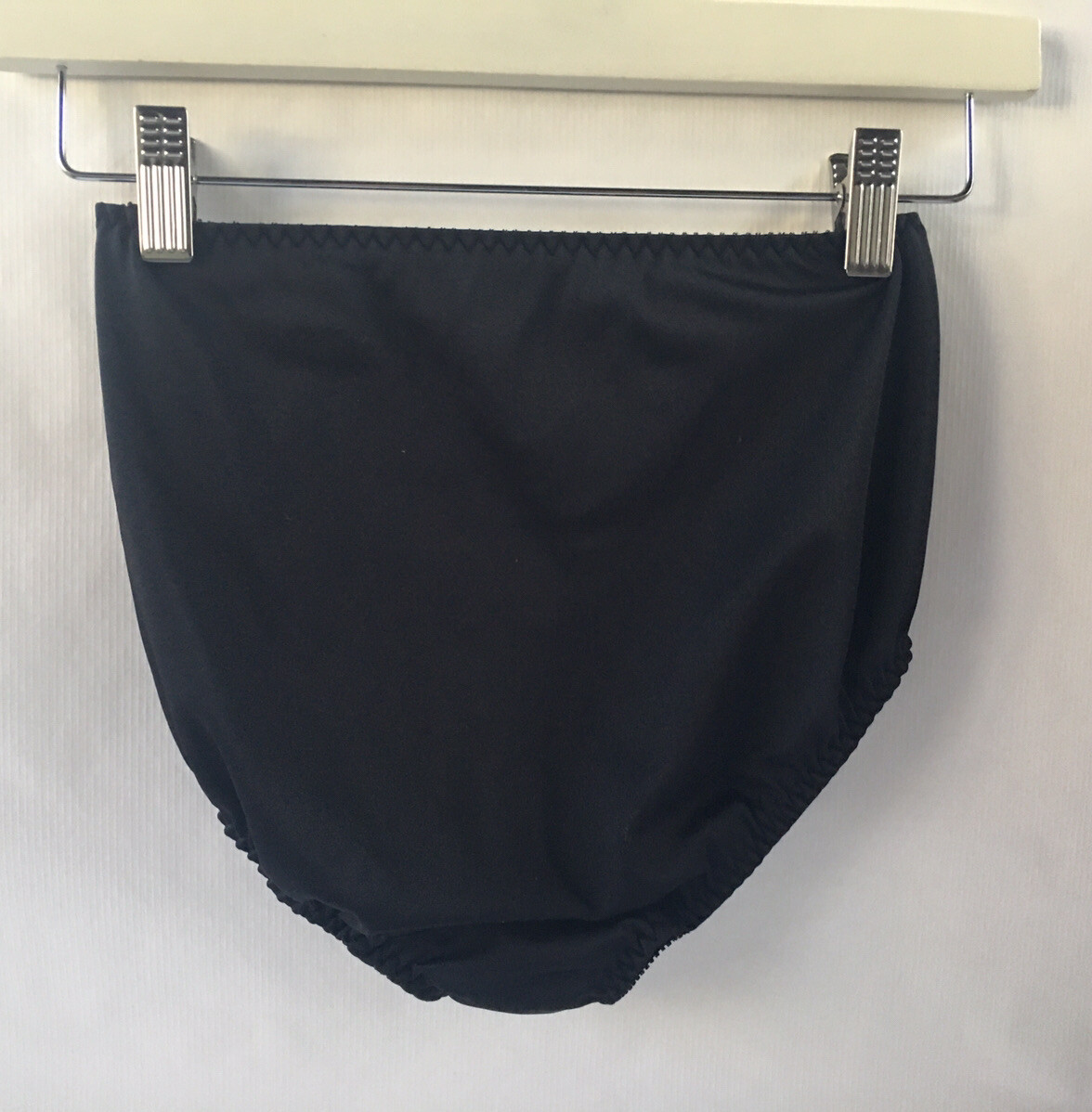 Vintage Ilusion Black Nylon Lycra Panties with Lace Front Size Small Underwear