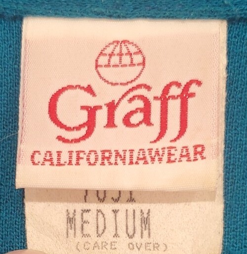 Graff Californiawear VTG Purple & Teal Quartersleeve Women’s Funky Top Medium