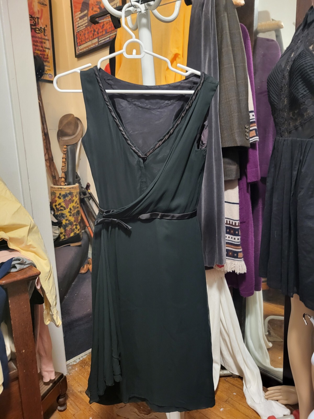 Vintage Another Ann Barry Jr Little Black Dress & Deep V Back Dress S