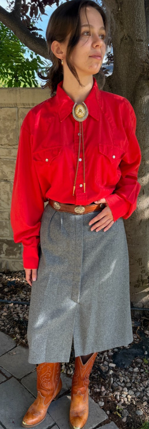 Vintage Ranchwear Red Western Snap Shirt USA Made Pearl Snaps Women’s M