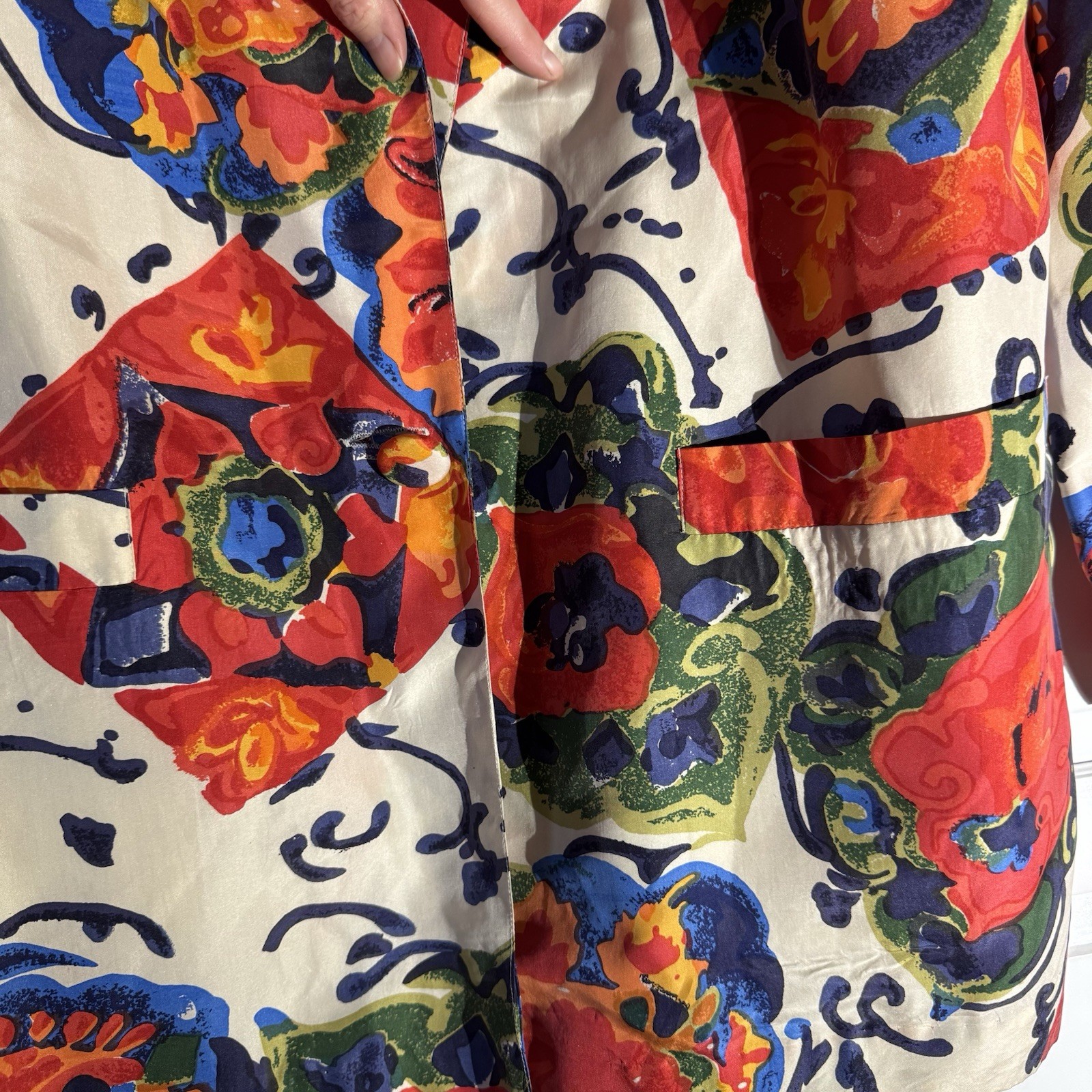 Vintage Carol Horn Workshop Bold Print 100% Silk Blazer Jacket – Medium