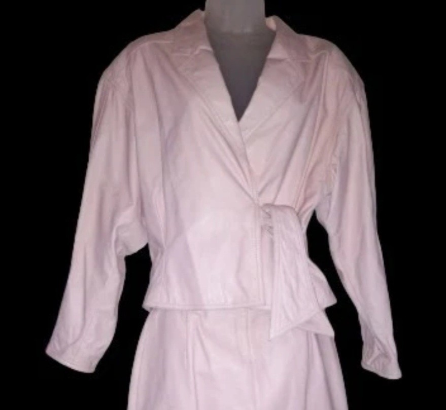 Vintage 80s Bermans Pastel Pink Leather Motorcycle Jacket Biker Glam Rock M/L