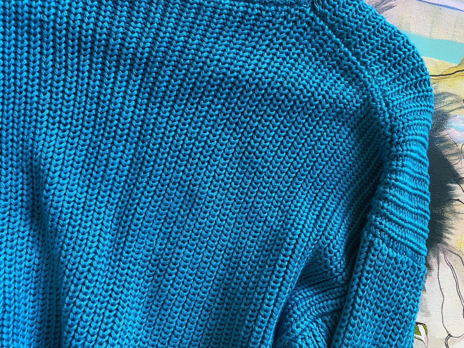 Vintage 1980’s Nordstrom Rafaella Blue Chunky Knit Oversized Sweater M