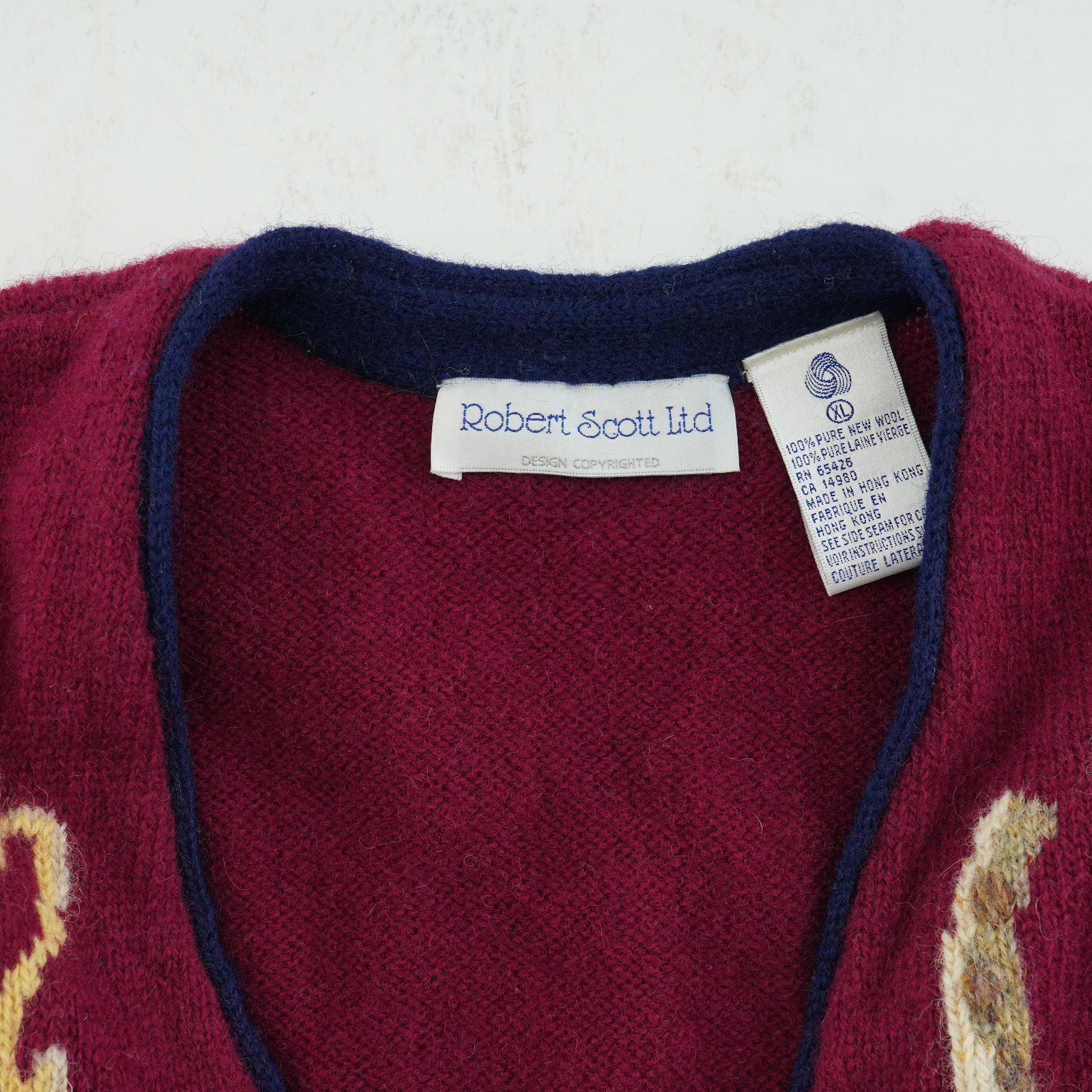 Robert Scott Ltd Vintage Sweater Vest women’s XL Hand Knit HORSE RACE equestrian