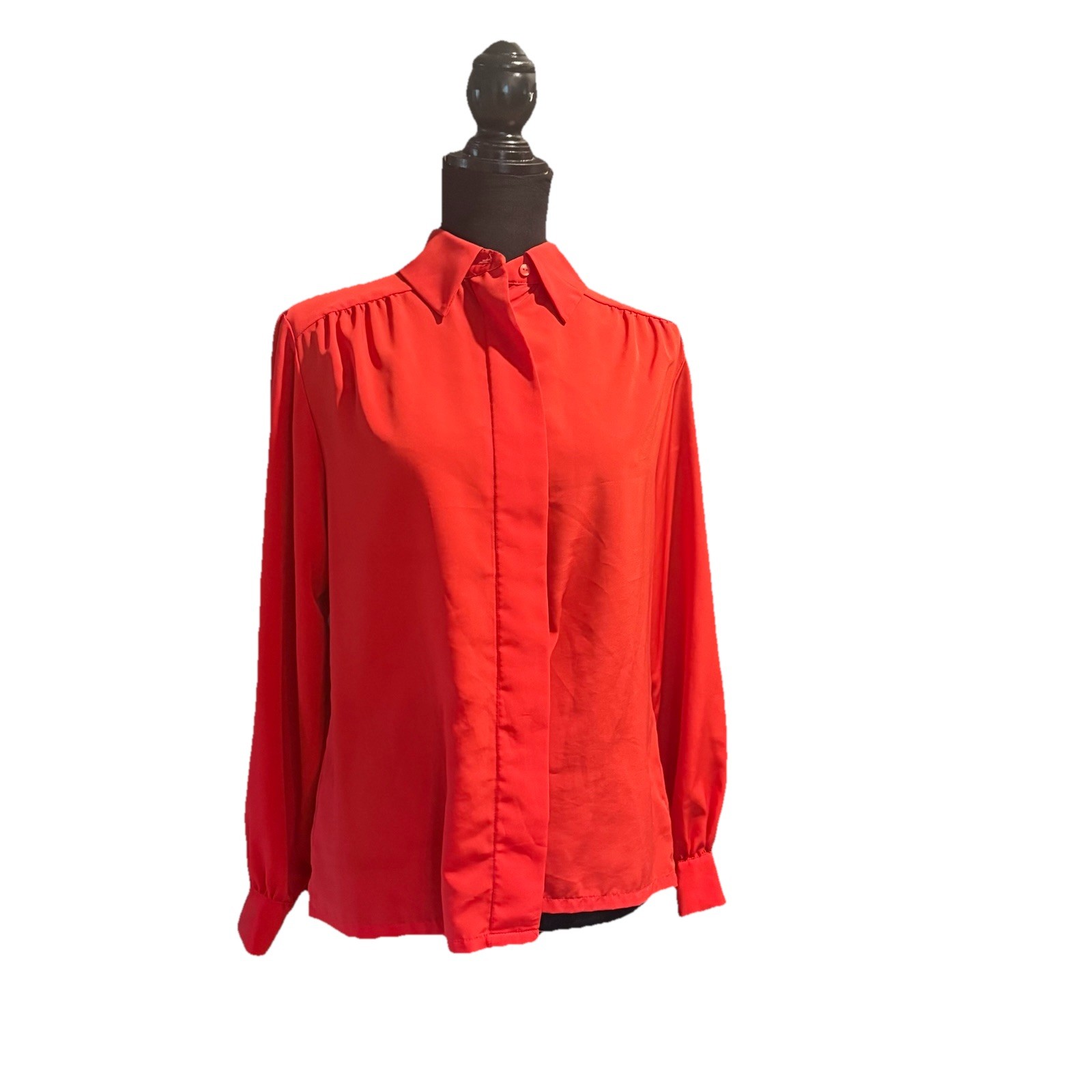 Vintage Pendleton Classy Office Posh USA Womens Red Button Blouse Top 70-80s S/M