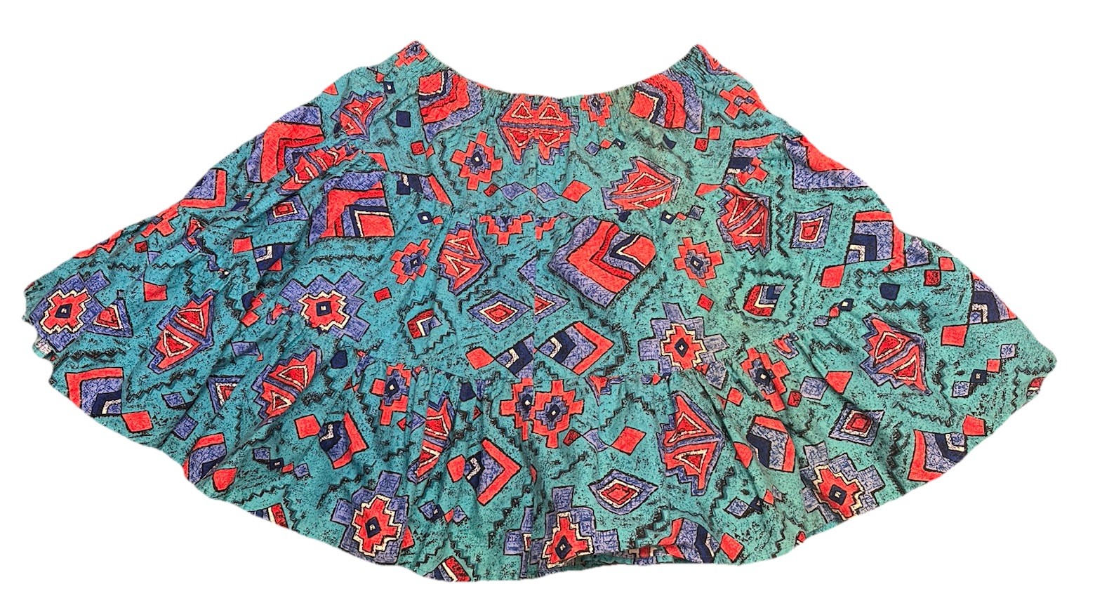 True Vintage America America Southwest Aztec Print Skirt Sz Large Bright Poofy