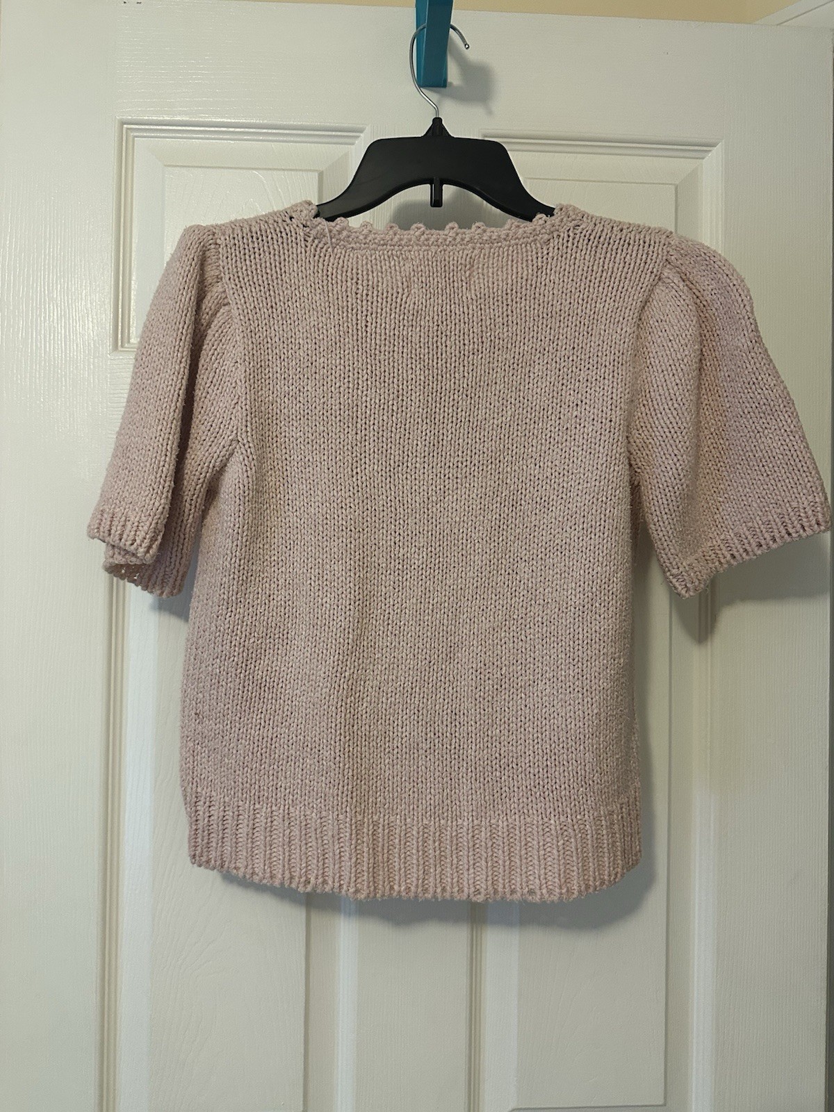 Vintage Hand Knit Dusty Pink Robert Scott Ltd. Shortsleeved Sweater Size Small